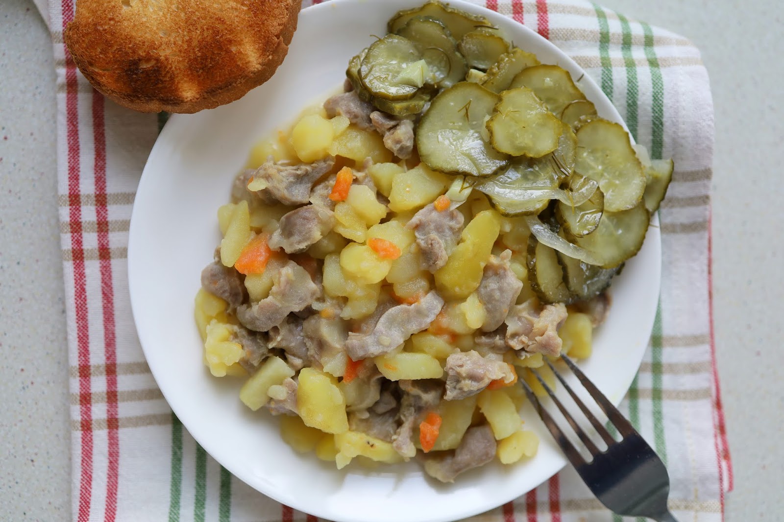 Жаркое из желудков куриных